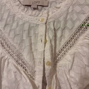 LOFT Ivory Textured Button-Up Top